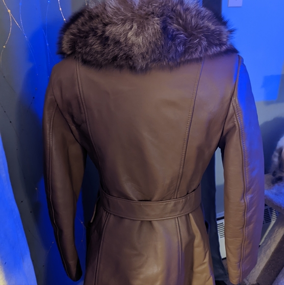 1970's penny Lane coat fox fur and real leather - Picture 2 of 3